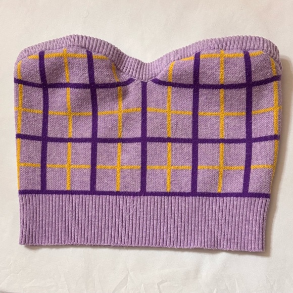 Princess Polly Tops - Princess Polly Lavender and Mustard Plaid Top Sz S/M